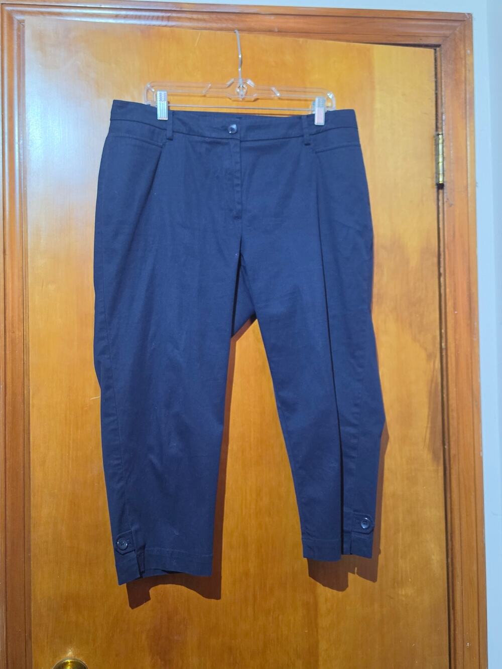Talbots Navy Blue Perfect Skimmer Crop Pants Plus Size 14W Ankle Tab